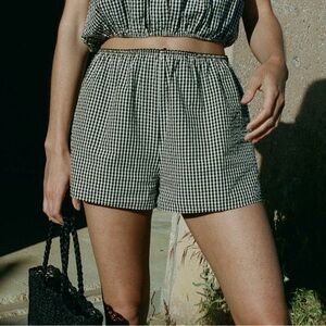 DÔEN Larena La Maddalena Gingham Shorts in Black Size XL
